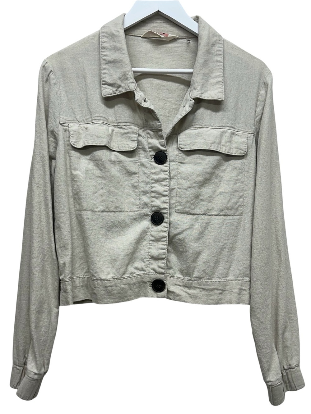 CI SONO Collection Women's Beige Cropped Utility Jacket Button Front Size XL